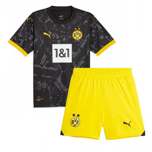 Fotballdrakt Barn Borussia Dortmund Bortedraktsett 2023-24 Kortermet (+ Korte bukser)